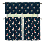Santa Claus Llama Xmas Pattern Print 3 Piece Kitchen Curtains