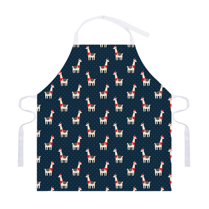 Santa Claus Llama Xmas Pattern Print Adjustable Apron