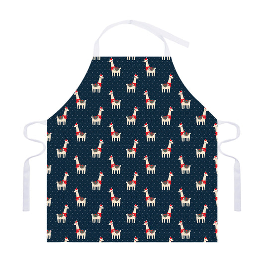 Santa Claus Llama Xmas Pattern Print Adjustable Apron