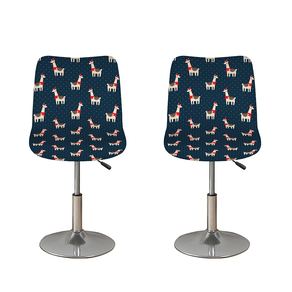 Santa Claus Llama Xmas Pattern Print Bar Stool Covers