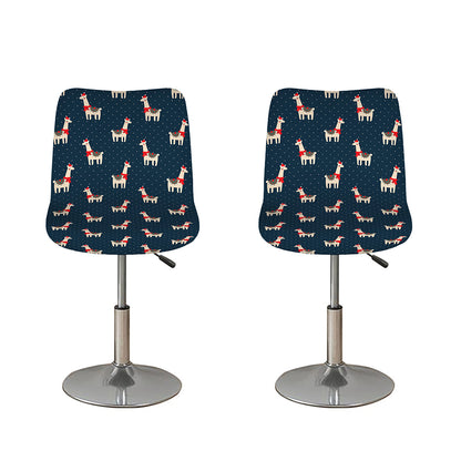 Santa Claus Llama Xmas Pattern Print Bar Stool Covers