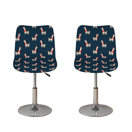 Santa Claus Llama Xmas Pattern Print Bar Stool Covers