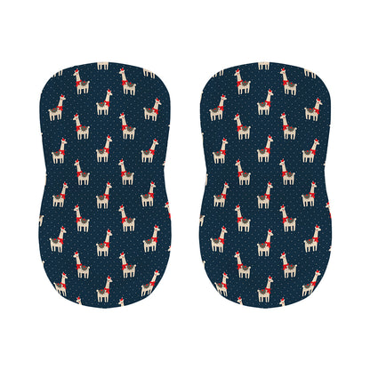 Santa Claus Llama Xmas Pattern Print Bar Stool Covers