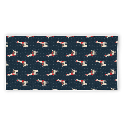 Santa Claus Llama Xmas Pattern Print Beach Towel