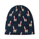 Santa Claus Llama Xmas Pattern Print Beanie