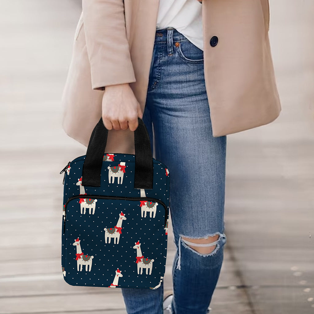 Santa Claus Llama Xmas Pattern Print Bible Tote Bag
