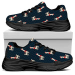 Santa Claus Llama Xmas Pattern Print Black Chunky Shoes