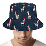 Santa Claus Llama Xmas Pattern Print Bucket Hat