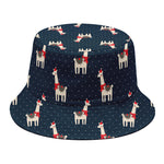 Santa Claus Llama Xmas Pattern Print Bucket Hat