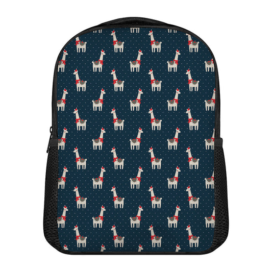 Santa Claus Llama Xmas Pattern Print Casual Backpack
