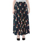 Santa Claus Llama Xmas Pattern Print Chiffon Maxi Skirt