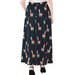 Santa Claus Llama Xmas Pattern Print Chiffon Maxi Skirt