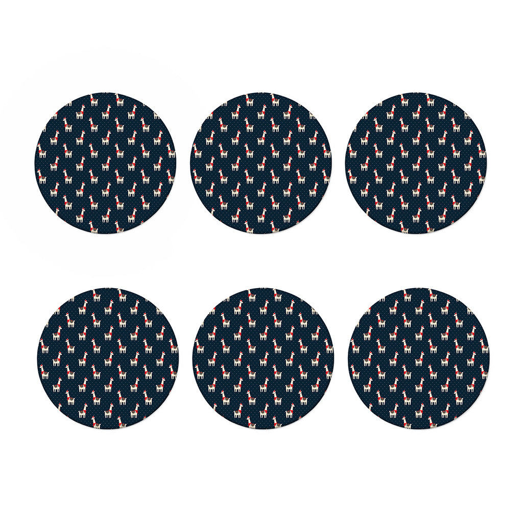Santa Claus Llama Xmas Pattern Print Coaster Set