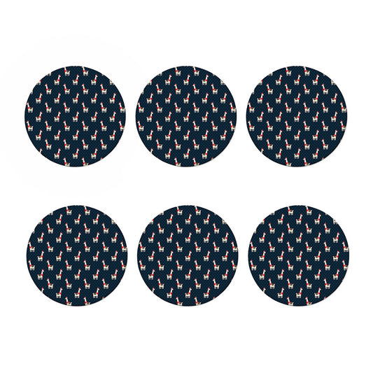Santa Claus Llama Xmas Pattern Print Coaster Set