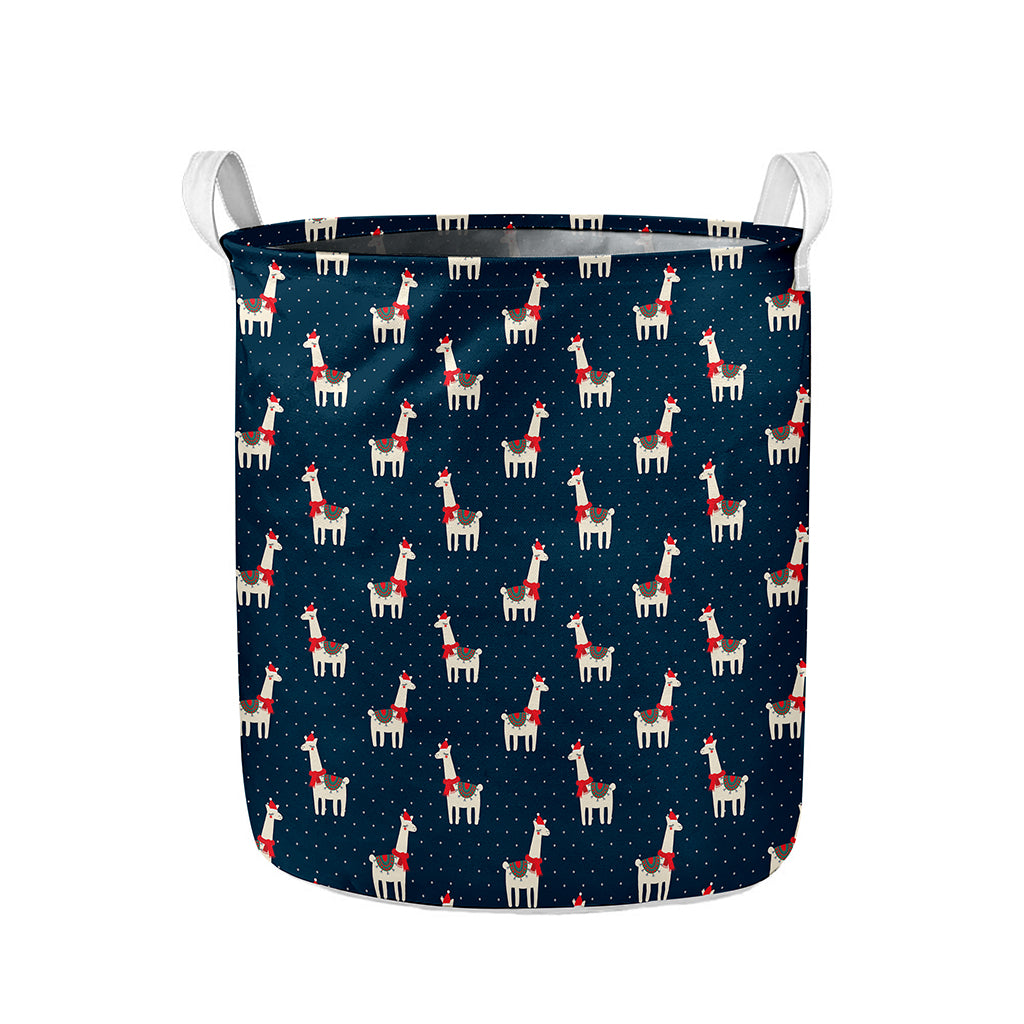 Santa Claus Llama Xmas Pattern Print Collapsible Laundry Basket