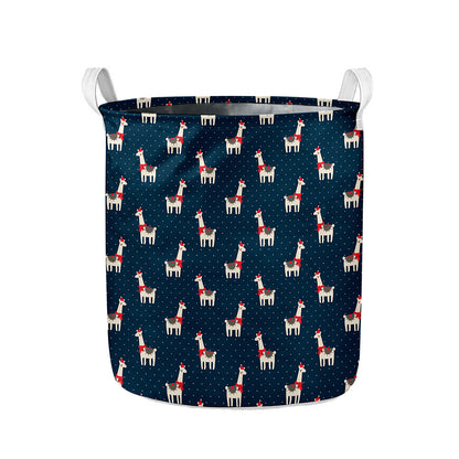 Santa Claus Llama Xmas Pattern Print Collapsible Laundry Basket