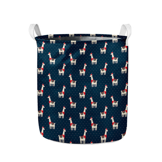 Santa Claus Llama Xmas Pattern Print Collapsible Laundry Basket