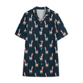 Santa Claus Llama Xmas Pattern Print Cotton Hawaiian Shirt