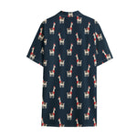 Santa Claus Llama Xmas Pattern Print Cotton Hawaiian Shirt