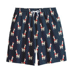Santa Claus Llama Xmas Pattern Print Cotton Shorts