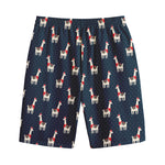 Santa Claus Llama Xmas Pattern Print Cotton Shorts