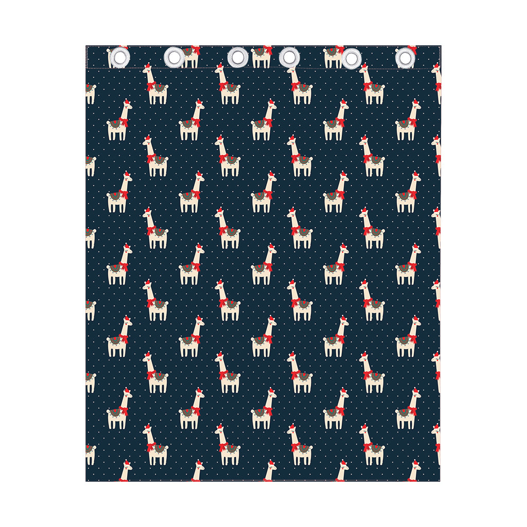 Santa Claus Llama Xmas Pattern Print Curtain