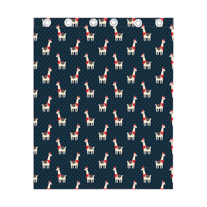 Santa Claus Llama Xmas Pattern Print Curtain