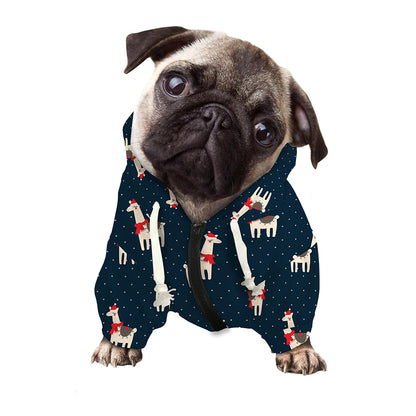 Santa Claus Llama Xmas Pattern Print Dog Zip Up Hoodie