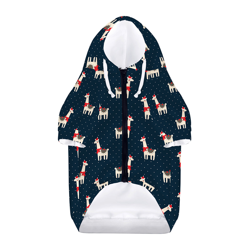 Santa Claus Llama Xmas Pattern Print Dog Zip Up Hoodie