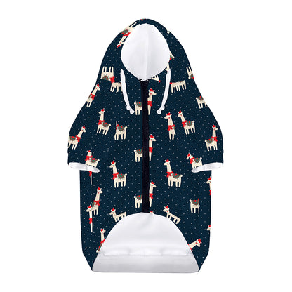 Santa Claus Llama Xmas Pattern Print Dog Zip Up Hoodie