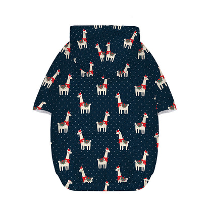 Santa Claus Llama Xmas Pattern Print Dog Zip Up Hoodie