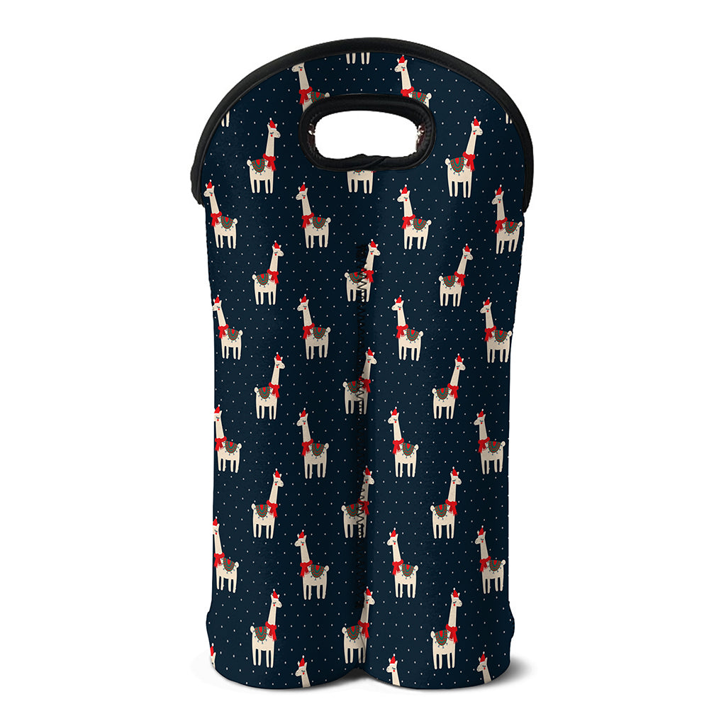 Santa Claus Llama Xmas Pattern Print Double Neoprene Wine Tote