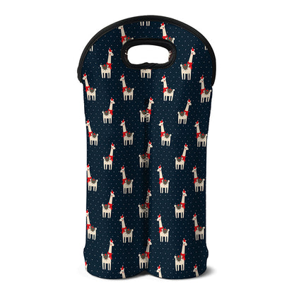 Santa Claus Llama Xmas Pattern Print Double Neoprene Wine Tote