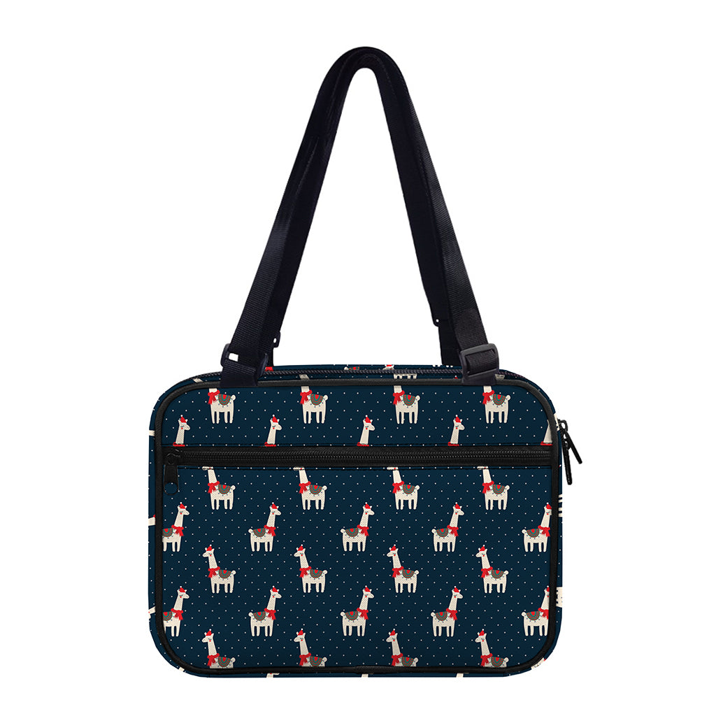 Santa Claus Llama Xmas Pattern Print Double Strap Bible Bag
