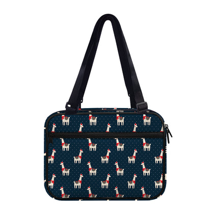 Santa Claus Llama Xmas Pattern Print Double Strap Bible Bag
