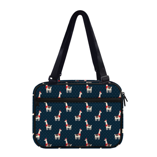 Santa Claus Llama Xmas Pattern Print Double Strap Bible Bag