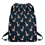Santa Claus Llama Xmas Pattern Print Drawstring Backpack
