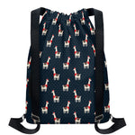 Santa Claus Llama Xmas Pattern Print Drawstring Backpack