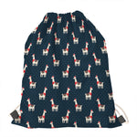 Santa Claus Llama Xmas Pattern Print Drawstring Bag