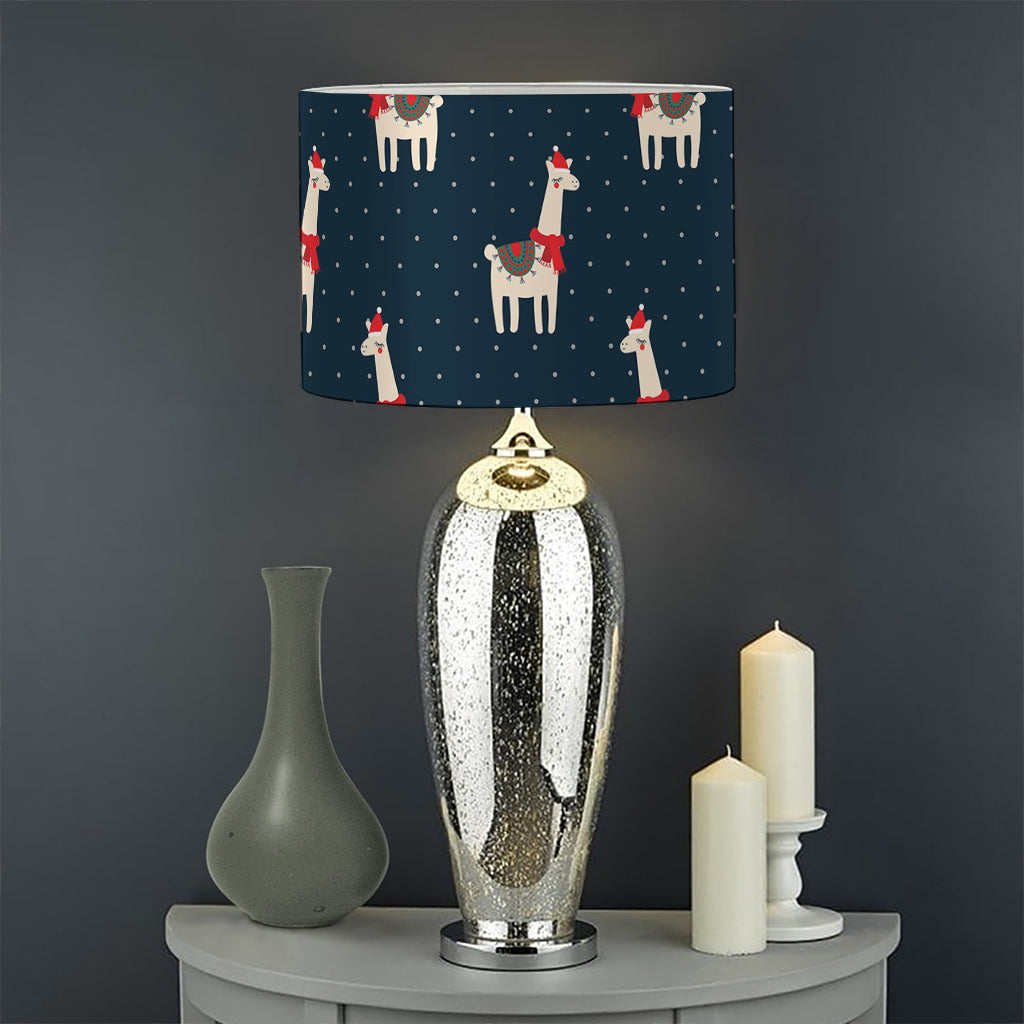 Santa Claus Llama Xmas Pattern Print Drum Lamp Shade