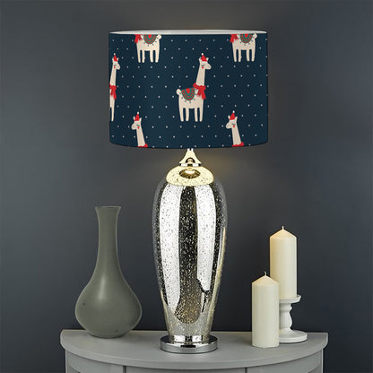 Santa Claus Llama Xmas Pattern Print Drum Lamp Shade