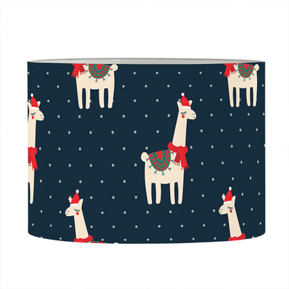 Santa Claus Llama Xmas Pattern Print Drum Lamp Shade