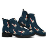 Santa Claus Llama Xmas Pattern Print Flat Ankle Boots