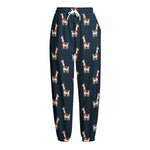 Santa Claus Llama Xmas Pattern Print Fleece Lined Knit Pants