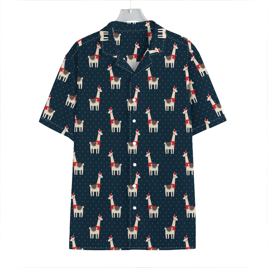 Santa Claus Llama Xmas Pattern Print Hawaiian Shirt