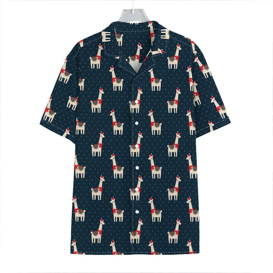 Santa Claus Llama Xmas Pattern Print Hawaiian Shirt
