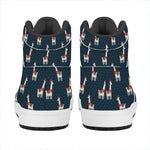 Santa Claus Llama Xmas Pattern Print High Top Leather Sneakers