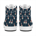 Santa Claus Llama Xmas Pattern Print High Top Leather Sneakers