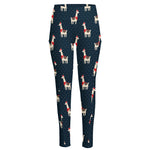 Santa Claus Llama Xmas Pattern Print High-Waisted Pocket Leggings