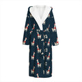 Santa Claus Llama Xmas Pattern Print Hooded Bathrobe